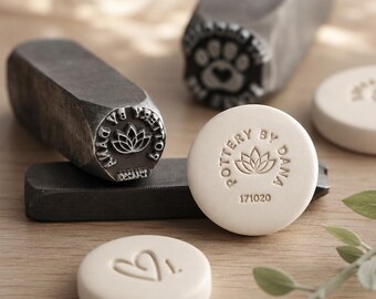 Personalized Steel Stamp For Pottery, Custom Logo Stamp, Maker's Mark for Jewelry Leather Clay, Hardened Steel Punch, Steel Hand Stamp