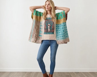 Handcrafted Upcycled THE DOORS Kantha Tunic NWT One Size