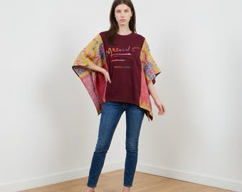 Handcrafted Upcycled Maroon 5 Kantha Tunic NWT One Size