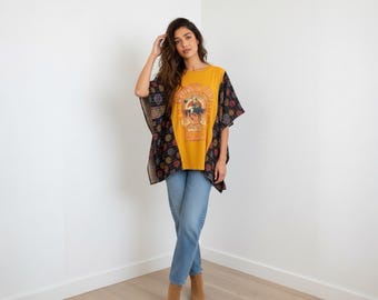 Handcrafted Upcycled Cowboy and Country Music Kantha Tunic NWT One Size