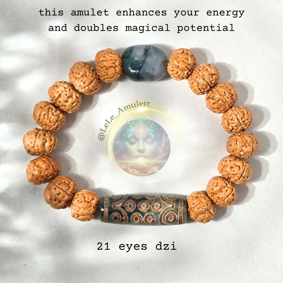 Bracelet Chakra Cristal De Roche 6mm Et Rudraksha - Acier Inoxydable, Longueur 19 Cm, Protection Aura, Neuf