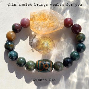 Das stärkste Amulett des Reichtums / Geldamulett / mächtiger Vermögensanzieher / Dzi-Perlen Armband mit der Kraft des Kubera-Gottes