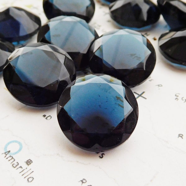 Vintage Glass Jewels - 20mm Czech Transparent Montana Blue (3-35-2)