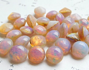 12 Vintage Japanese 7mm (35ss) Milky Pink Opal Glass Faceted Jewels