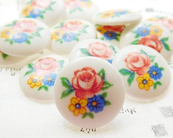 Four Vintage Sweet Bouquet Japanese 18mm Flower Cabs (8-21-4)