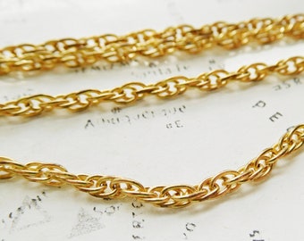 5 Ft (1.52 meters) Vintage Raw Bright Brass Chunky Rope Chain Made in the USA