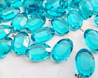 12 Vintage Swarovski 12x8mm Oval Art 4110 Blue Zircon Crystal Jewels (1-52-12)