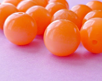 Vintage 11mm Shiny Bright Orange Plastic Beads (3-7-12)