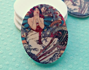 Deux cabines Acrylique Alphonse Mucha Lovely Maiden de 40x30mm (1-31-2)