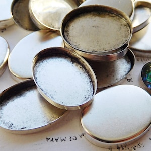 4 nuevos ajustes de cabujón ovalados de plata antigua de 25x18 mm (2-44-4)