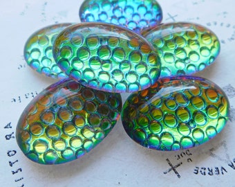 One Very Special Czech Preciosa 25x18mm Multi Colored Vitrail Glass Oval Cabochon