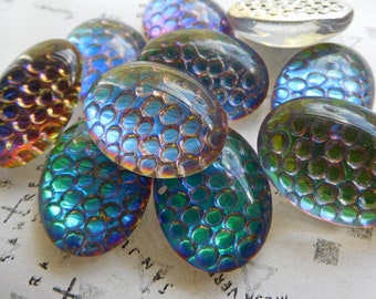 One Very Special Czech Preciosa 25x18mm Multi Colored Vitrail Glass Oval Cabochon