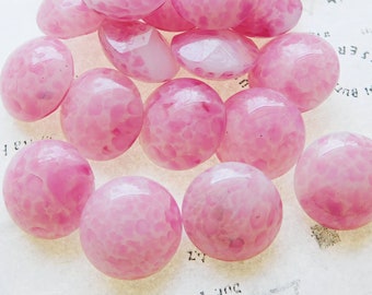 6 Vintage Czech 60ss (14mm) Round Light Pink and White Matrix Faceted Jewels (10-7-6)