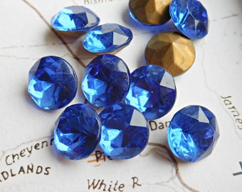 12 vintage tchèque 48ss Sapphire Blue Glass Rhinestone Jewels (1-48-12)