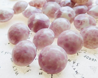 6 Vintage Czech 60ss (14mm) Round Light Purple and White Matrix Faceted Jewels (10-9-6)