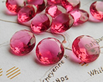 12 bijoux en strass en verre rose transparent tchèque vintage 48ss (2-10-12)