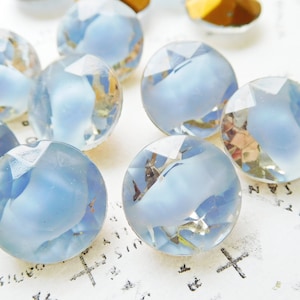 6 Vintage Czech 60ss (14mm) Round Light Blue Givre Faceted Rhinestone Jewels (9-60-6)