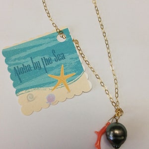 Tahitian Pearl Pink Coral Goldfilled Ladies Beach Summer Wedding Birthday Party Graduation Necklace