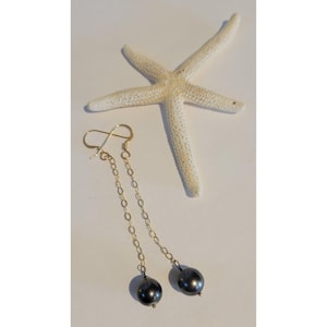 Hawaiian Simple Tahitian Pearl Gold filled Dangle Women Earring