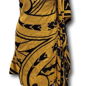 Damen Hawaii senf gelb schwarz Tattoo Tribal Sommer Viskose One Shoulder Alltagskleid,S,M,L,XL