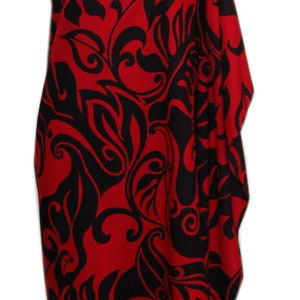 Damen Hawaii Rot Schwarz Tropical Simple Rayon One Shoulder Alltagskleid,S,M,L,XL