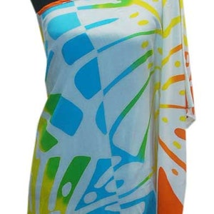 Ladies Hawaiian Orange Red Summer Tropical Flower Rayon One Shoulder Everyday Dress,S,M,L,XL