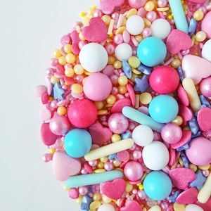 Cake Sprinkles Rainbow Pink Yellow Blue Pastel Cake Decoration Colourful Birthday Cake Topper Easter Cupcakes Edible Summer Baking Toppings