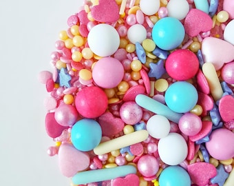 Cake Sprinkles Rainbow Pink Yellow Blue Pastel Cake Decoration Colourful Birthday Cake Topper Easter Cupcakes Edible Summer Baking Toppings