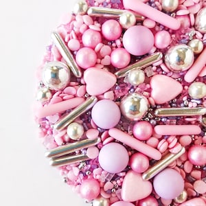 Cake Sprinkles Luxury Pink Silver Violet Cake Decoration Princess Girl Fairy Birthday Baby Shower Cupcakes Mothers Day Toppings Valentines