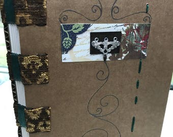 Brocade and Filigree- handmade recycled journal/sketchbook