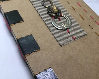 Coral and Gold- handmade recycled journal/sketchbook