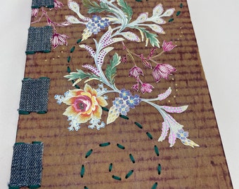 Cascading Flowers— handmade recycled journal/sketchbook