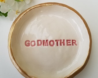 Personalized Gift Brides Made Godmother Ceramic Trinket Dish High Gloss Finish Jewelry Storage Home Decor Wedding Dish