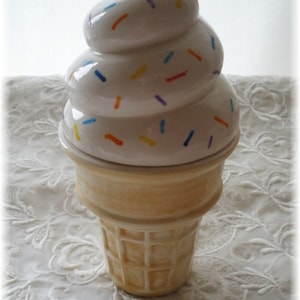 Ceramic Soft Serve Ice Cream Cone with Sprinkles Trinket Box or Dish Dessert Gift Nursery Decor Ice Cream Gift Soft Serve Design