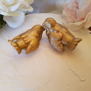 Gold Wedding Cake Topper Love Birds Small Tiny Birds Vintage Ceramic Home Decor Wedding Bird In Stock Ready to Ship