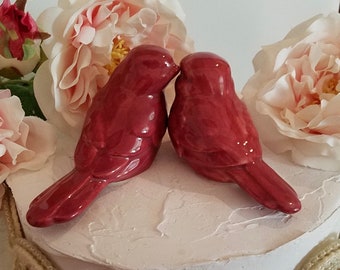 Wedding Cake Topper Burgundy Wine Love Birds Elegant Wedding Ceramic Birds Home Decor Wedding Favors