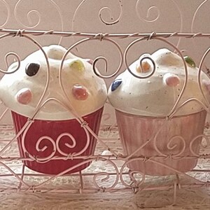 Cupcake Ceramic Trinket Boxes/Cupcake Bank/Cupcake Nursery DecorTeacher Gift Best Friend Gift in Pinks Reds and White Price is For One