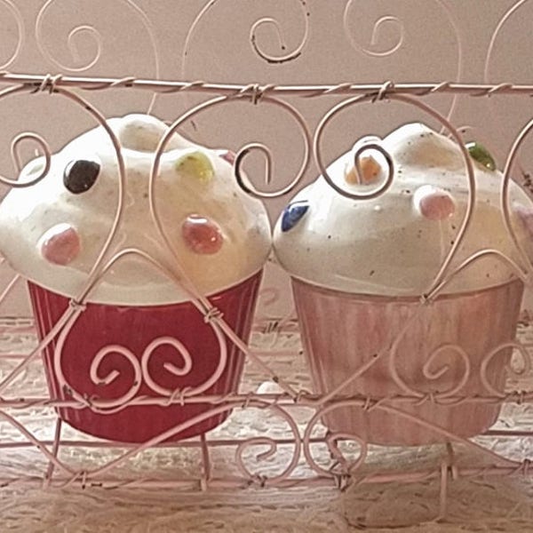 Cupcake Ceramic Trinket Boxes/Cupcake Bank/Cupcake Nursery DecorTeacher Gift Best Friend Gift in Pinks Reds and White Price is For One