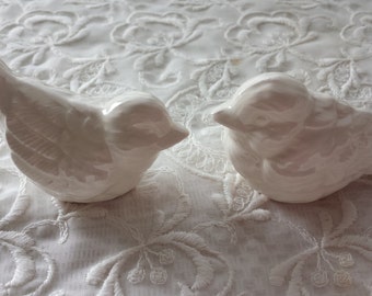 Wedding Cake Topper Love birds Mini Elegant White Cake toppers  White Home Decor Ceramic