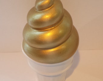 Ice Cream Cone Ceramic Soft Serve in Gold Trinket Box Storage Box Personalized Gift Birthday Gift Dessert Box Ice Cream Store