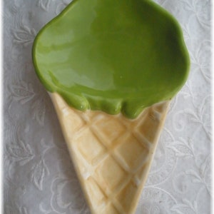 Ice Cream Cone Dish Trinket Dish Ice Cream Cone Spoon Rest Soap Dish Kitchen Dish Ice Cream Cone Store Gift Dessert Dish Home Decor image 2