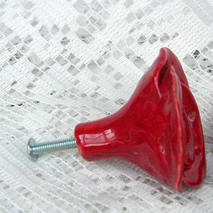 Rose Knobs Hardware Nursery Hardware Kitchen Hardware Bright Red Home Decor Set of Four Drawer Pulls Handmade No lead in Glazes image 3