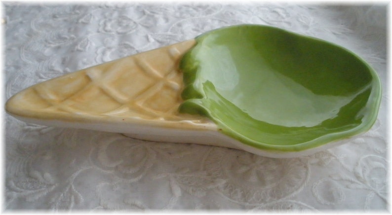 Ice Cream Cone Dish Trinket Dish Ice Cream Cone Spoon Rest Soap Dish Kitchen Dish Ice Cream Cone Store Gift Dessert Dish Home Decor image 4