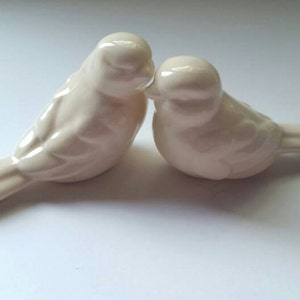 Wedding Cake Topper Pink Love Birds/Elegant Wedding Ceramic Birds/Home Decor/Wedding Favors Available with Crowns image 5