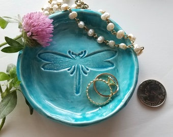 Dragonfly Ceramic Trinket Dish Outlander Inspired Design Aqua Dish Gift Jewelry Storage Dish Birthday Gift Your Colors Available