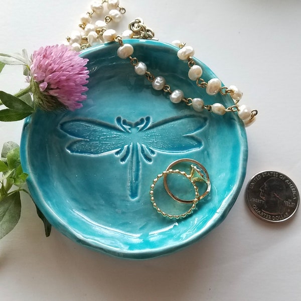 Dragonfly Ceramic Trinket Dish Outlander Inspired Design Aqua Dish Gift Jewelry Storage Dish Birthday Gift Your Colors Available