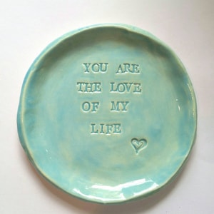 Trinket Dish/ Wedding Favor/ Personalized Couples Dish/Friend/ Bridesmaid Gift/ Birthday Inspirational Gift Aqua Gift Home Decor