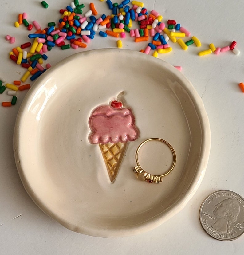 Soft Serve Ice Cream Cone Trinket Dish/Sweet Designs Colorful Gift /Sweets Design/Ice Cream Cone Design/Friendship Gift/ image 1