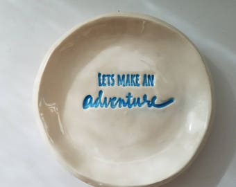 Travel Gift Friends Inspirational Gift Friends Ceramic Dish Engagement, Jewelry Dish, Tea Bag Holder,Camping, In Stock Ready To Ship