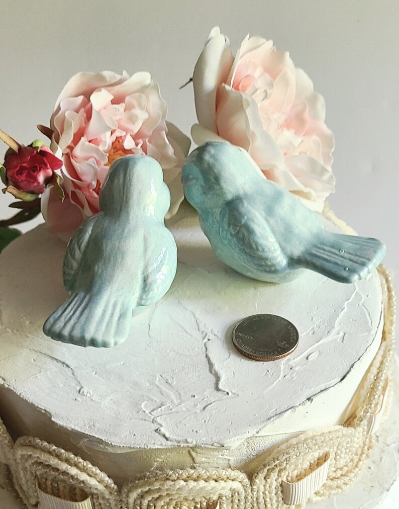White Chunky Love Birds/Wedding Cake Topper /Vintage Design /Ceramic/Wedding Keepsake/Exact Birds Ready To Ship 画像 4